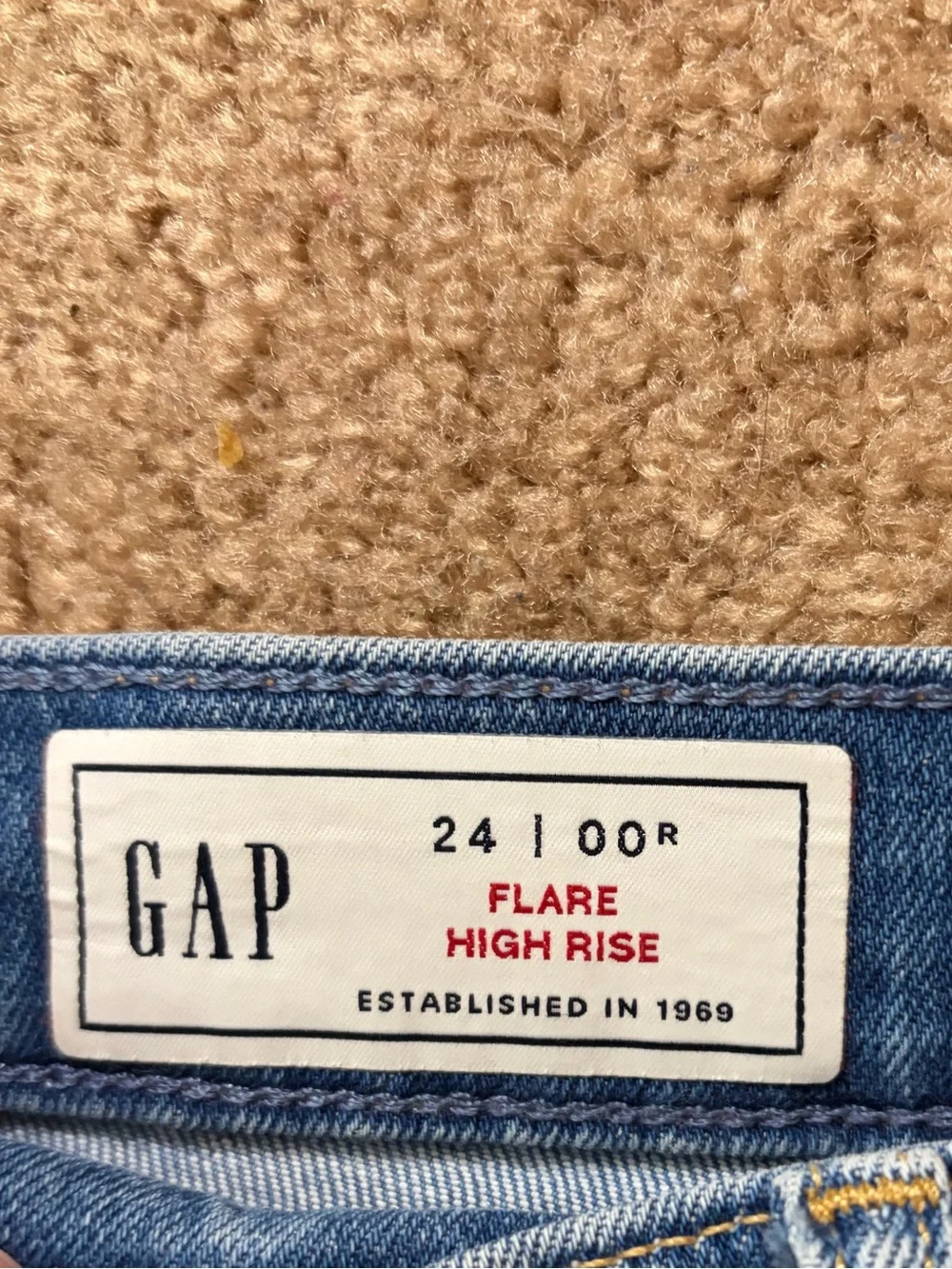 GAP Flare High Rise Blue Light Wash Denim Jeans 24 Waist 00 - Picture 5 of 7